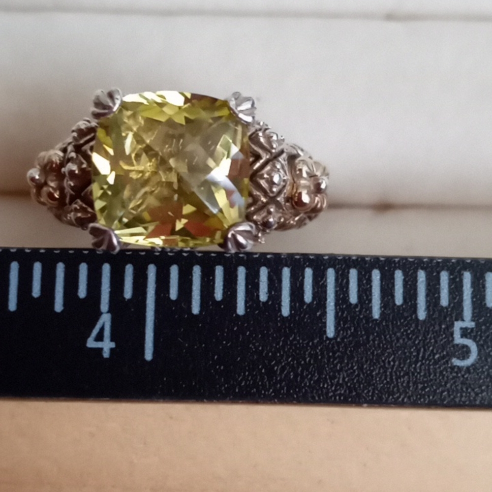 BARBARA BIXBY STERLING SILVER, 18k GOLD RING WITH LEMON YELLOW QUARTZ - Picture 9 of 10
